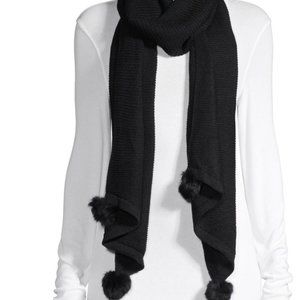 La Fiorentina Textured Rabbit Fur Pom-Pom Scarf